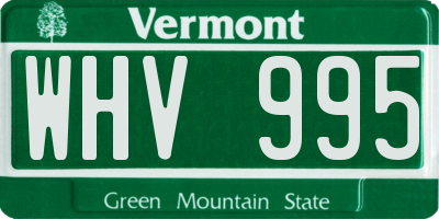 VT license plate WHV995