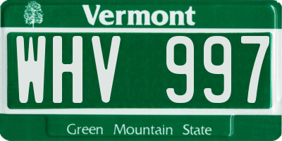 VT license plate WHV997