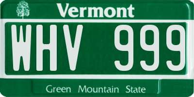 VT license plate WHV999