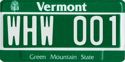 VT license plate WHW001