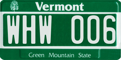 VT license plate WHW006