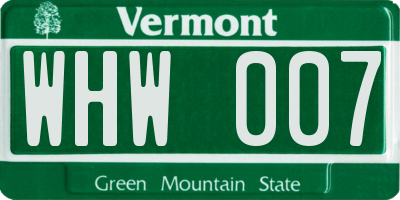 VT license plate WHW007