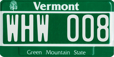 VT license plate WHW008