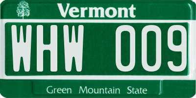 VT license plate WHW009