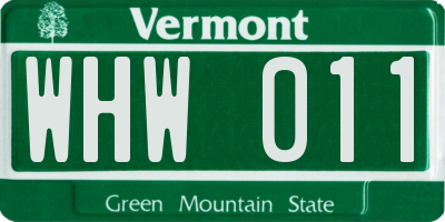 VT license plate WHW011