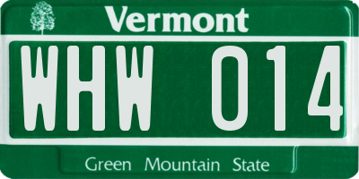 VT license plate WHW014