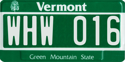 VT license plate WHW016