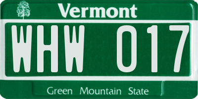 VT license plate WHW017