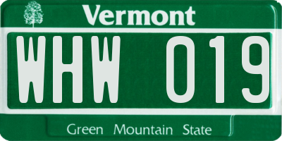 VT license plate WHW019
