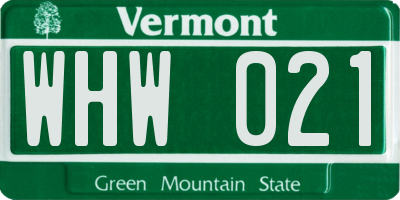 VT license plate WHW021
