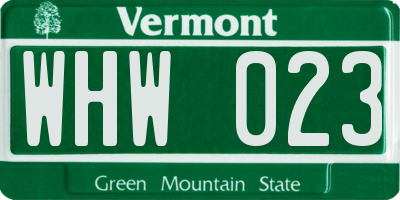 VT license plate WHW023