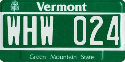 VT license plate WHW024