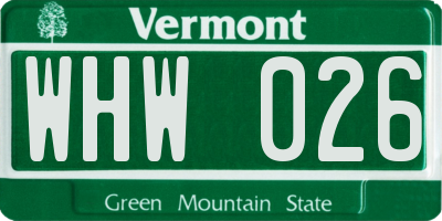 VT license plate WHW026