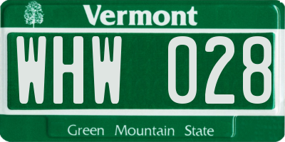 VT license plate WHW028