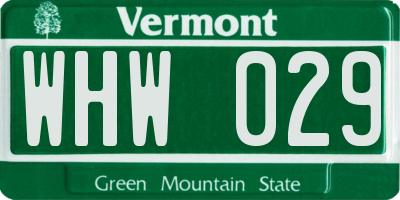 VT license plate WHW029