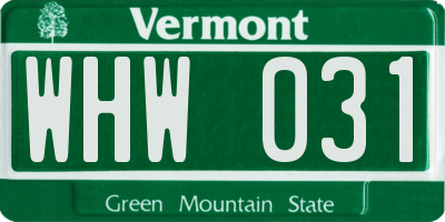 VT license plate WHW031
