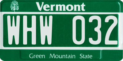 VT license plate WHW032