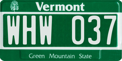 VT license plate WHW037
