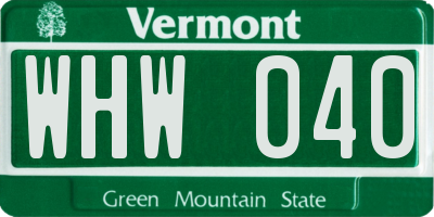 VT license plate WHW040