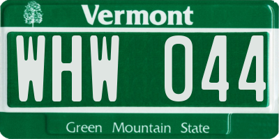 VT license plate WHW044