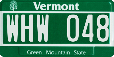 VT license plate WHW048