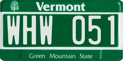 VT license plate WHW051
