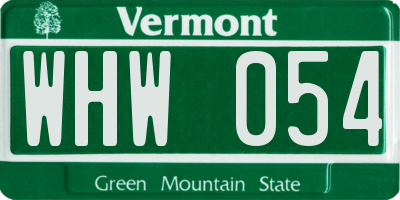 VT license plate WHW054