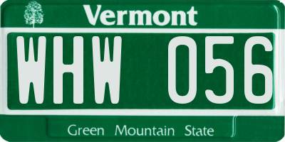 VT license plate WHW056