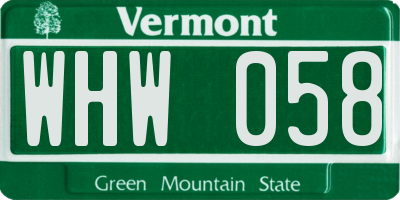 VT license plate WHW058