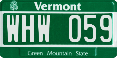 VT license plate WHW059