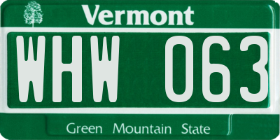 VT license plate WHW063