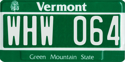 VT license plate WHW064