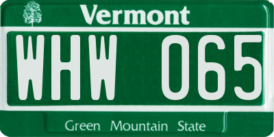 VT license plate WHW065