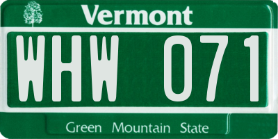 VT license plate WHW071