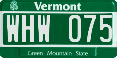 VT license plate WHW075