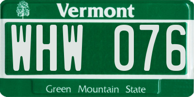 VT license plate WHW076