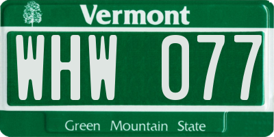 VT license plate WHW077