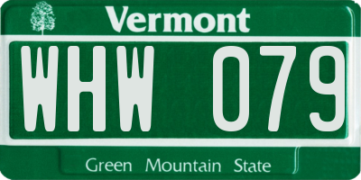 VT license plate WHW079