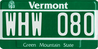 VT license plate WHW080