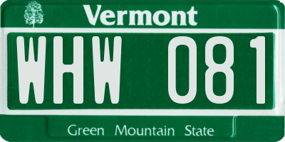 VT license plate WHW081