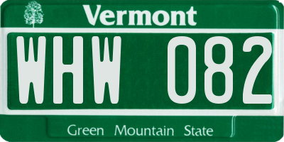 VT license plate WHW082