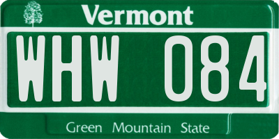 VT license plate WHW084
