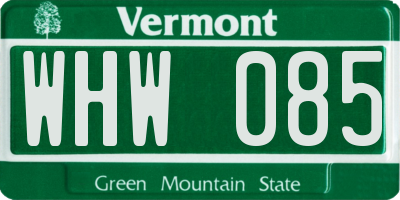 VT license plate WHW085