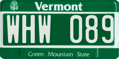VT license plate WHW089