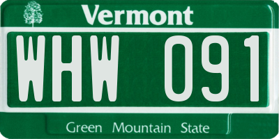 VT license plate WHW091
