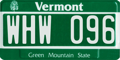 VT license plate WHW096