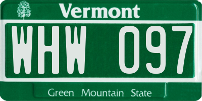 VT license plate WHW097