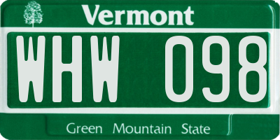 VT license plate WHW098