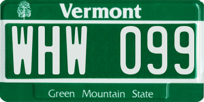 VT license plate WHW099