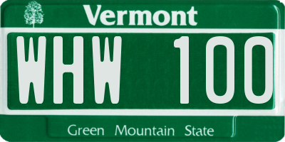 VT license plate WHW100